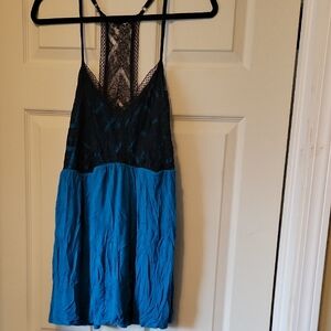 Elegant Black and Blue Lace Top